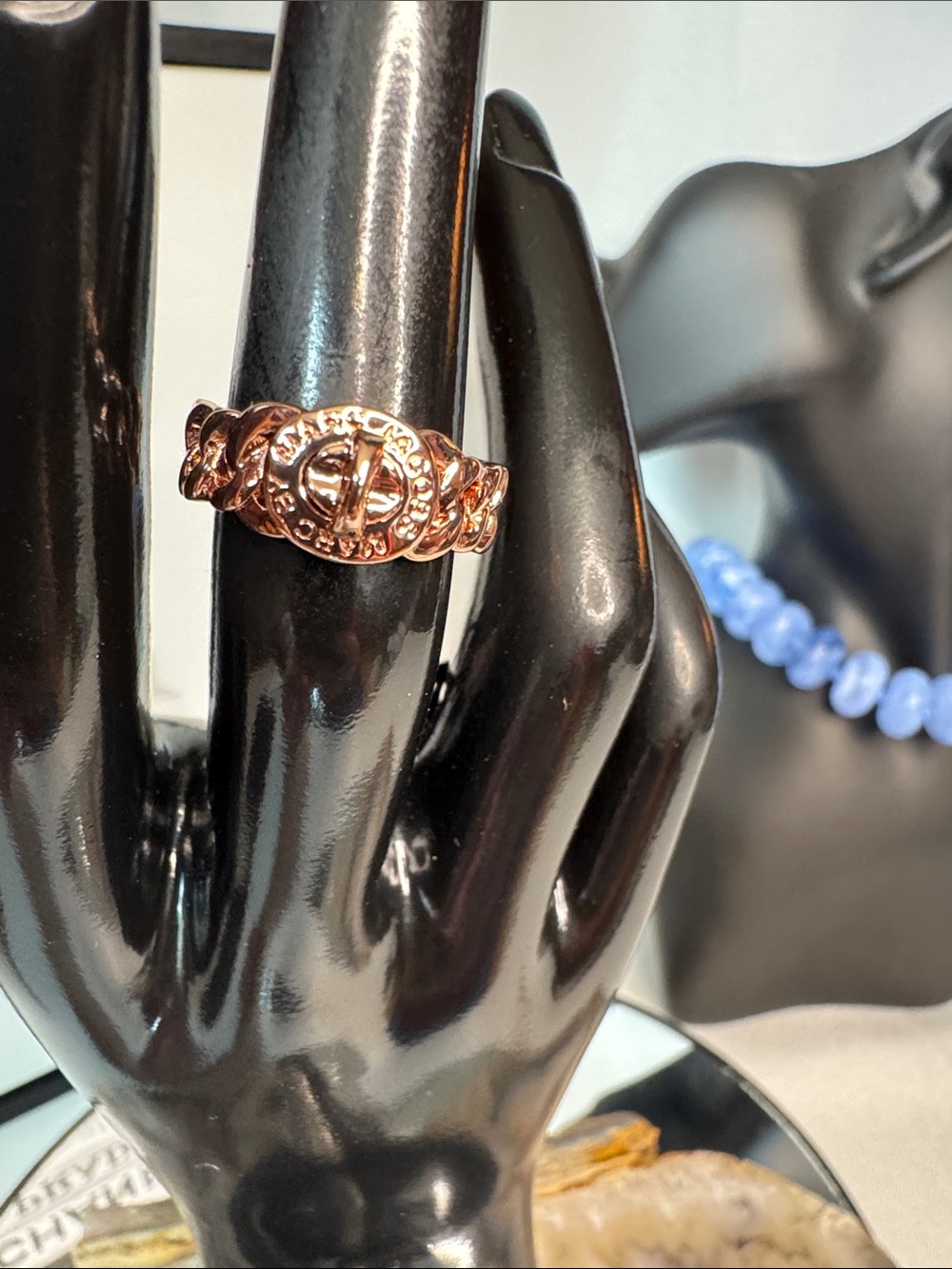 Marc by Marc Jacobs Rose Gold Chain Link Logo Ring